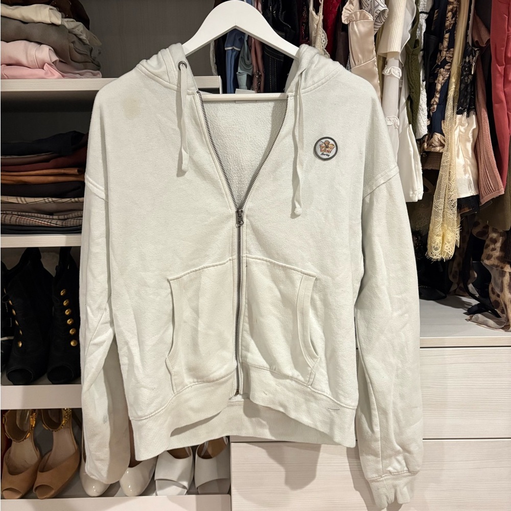 Women's Cream Zip-Up Hoodie
